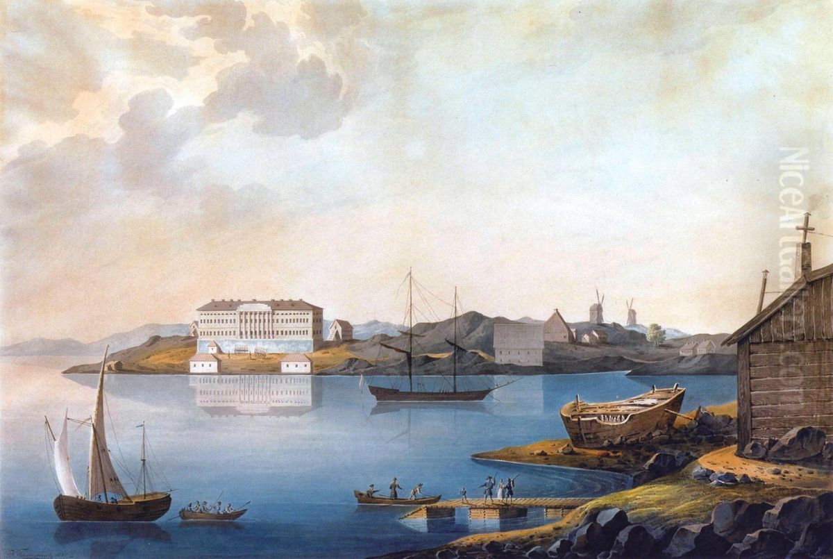 Katajanokan kasarmi Oil Painting by Valerian Galyamin