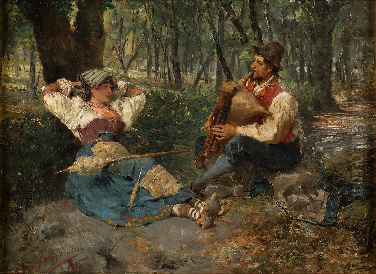 Gallant scene Oil Painting by Francesco Bergamini