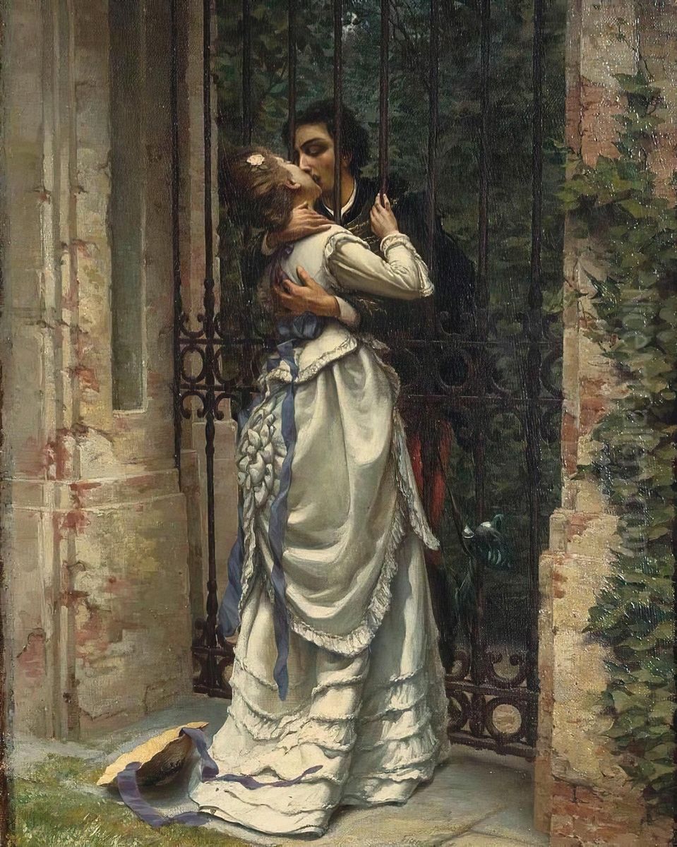 The kiss Oil Painting by Silvio Allason