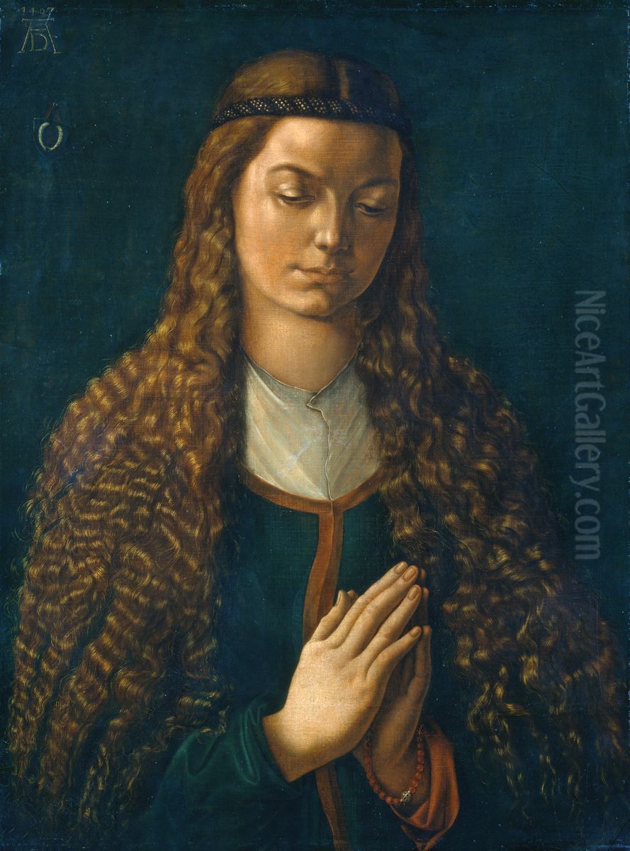 Portrait of a Young Woman with Her Hair Down Oil Painting by Albrecht Durer