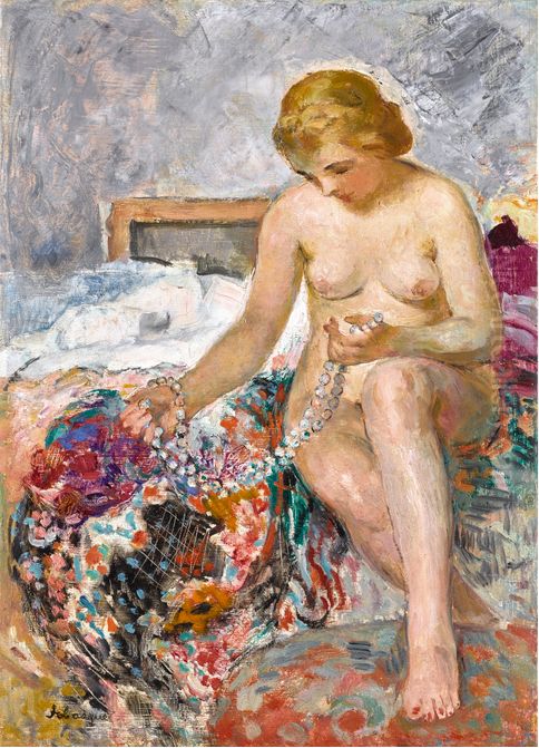 Nu au Coliier de perles Oil Painting by Henri Lebasque