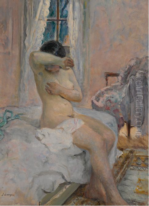 Nu assis sur le lit Oil Painting by Henri Lebasque
