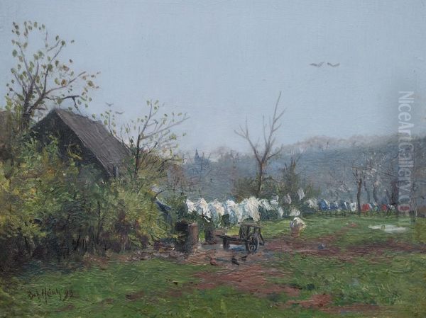La corde a linge 1893 Oil Painting by Richard Heintz
