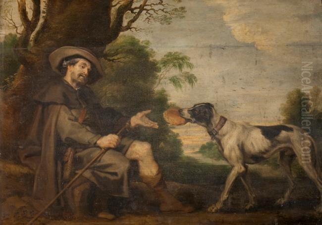 Saint Roch fed by a dog Oil Painting by (studio of) Rubens, Peter Paul
