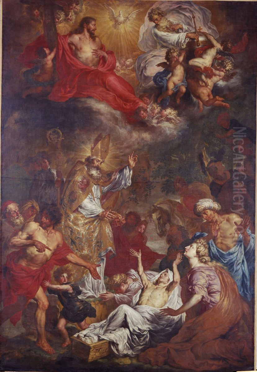 Saint Martin of Tours raises a man from the dead Oil Painting by Godfried Maes