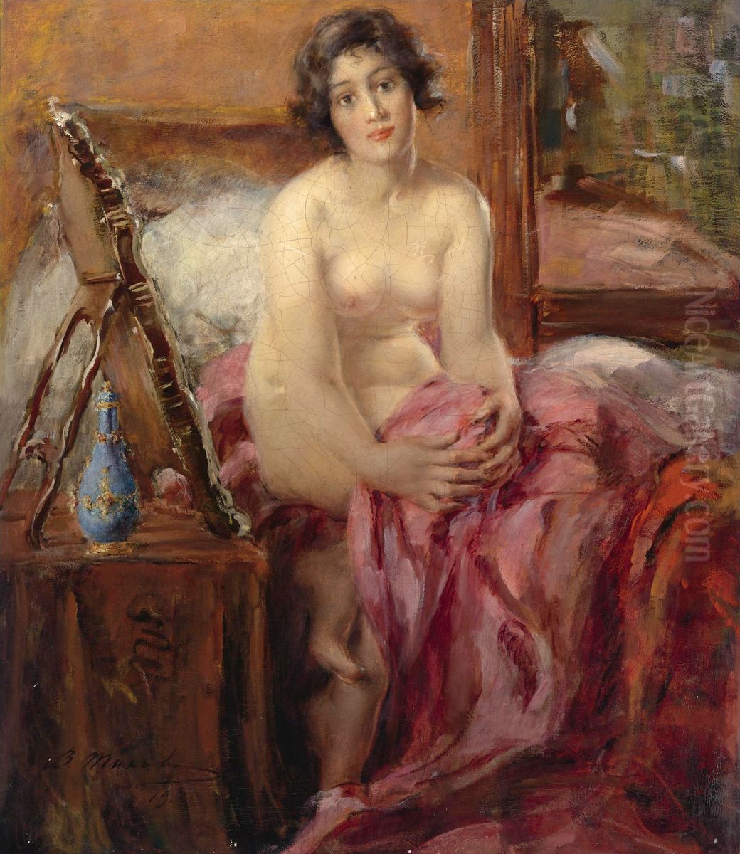 Nude Portrait Oil Painting by Vitaly Gavrilovitsj Tichov