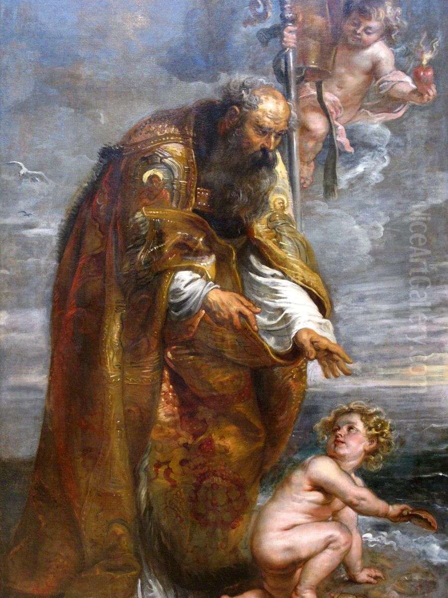 Saint Augustine at the seashore Oil Painting by (studio of) Rubens, Peter Paul