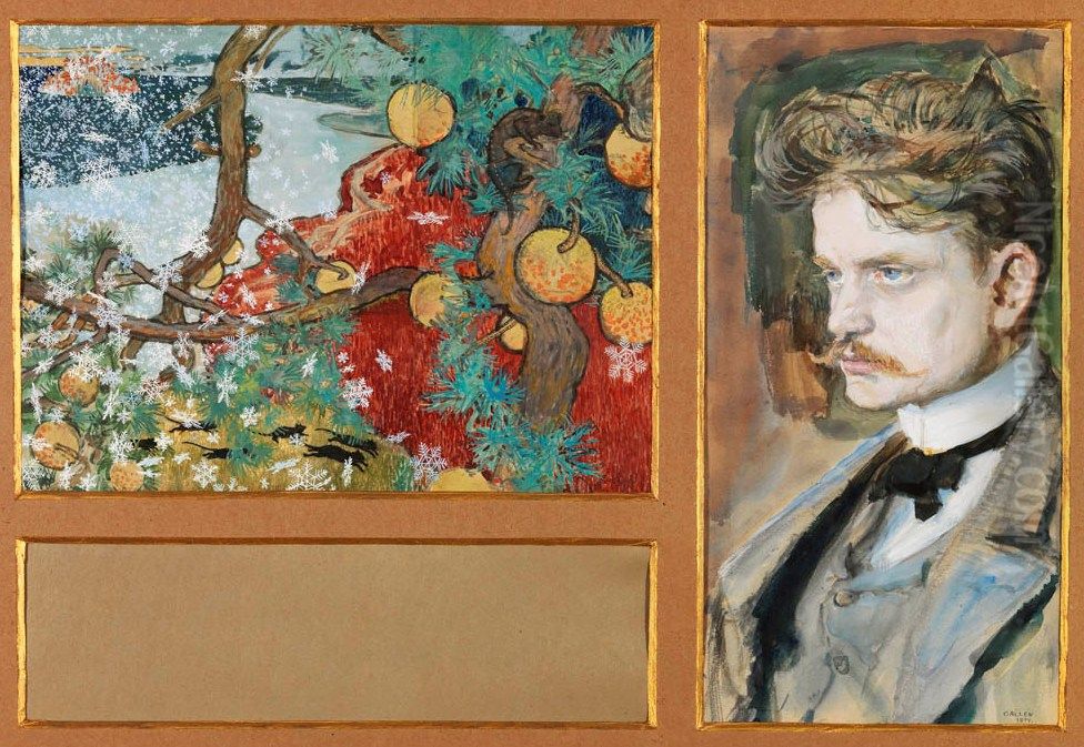 Sibelius as the Composer of En saga Oil Painting by Akseli Valdemar Gallen-Kallela