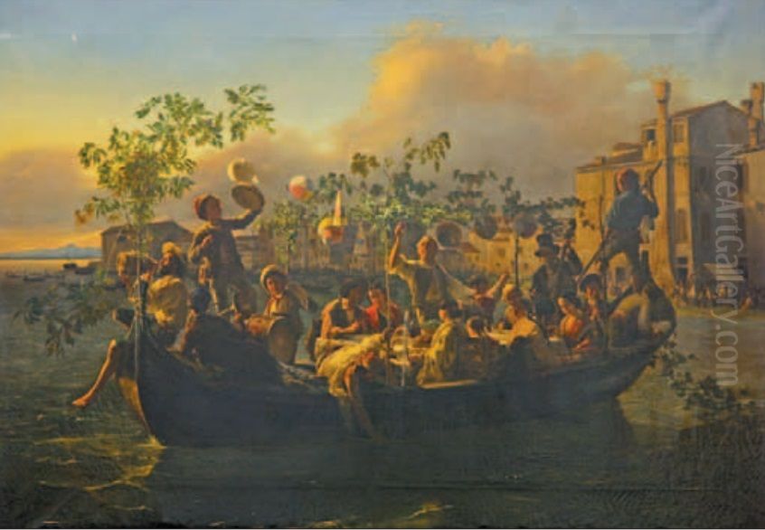 Bacchanal at chioggia Oil Painting by Antonio Rotta