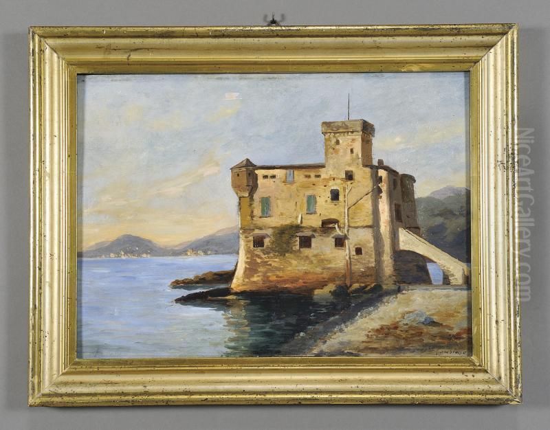 Il Castello Di Rapallo Oil Painting by Pasquale Domenico Cambiaso