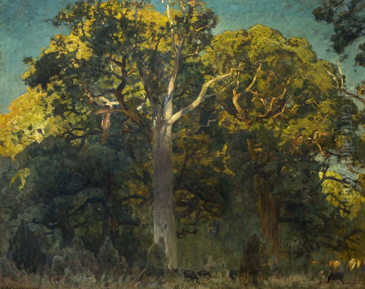 Oak forest Oil Painting by Eugen Bracht