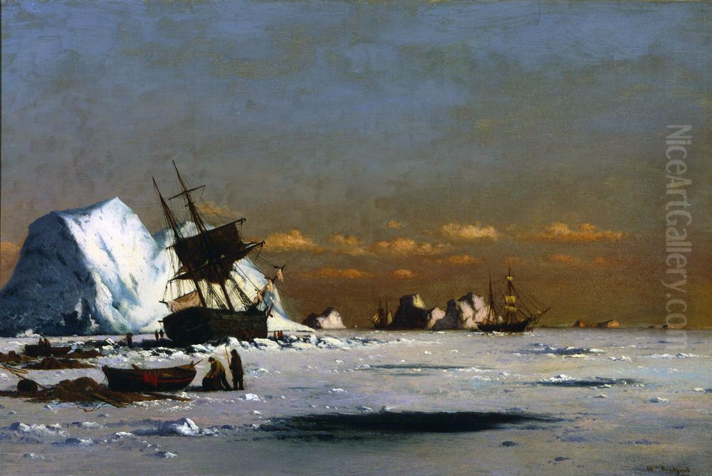 Waiting for theThaw(Arctic Whaling Scene) Oil Painting by William Bradford