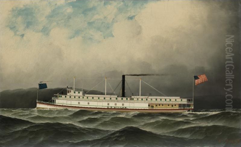 D.S. Miller, Hudson River steamboat. Oil Painting by Antonio Nicolo Gasparo Jacobsen