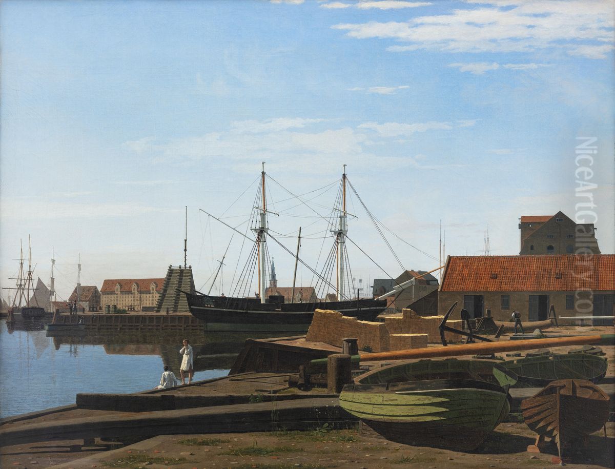 View of Larsen Square near Copenhagen Harbor Oil Painting by Carl Dahl