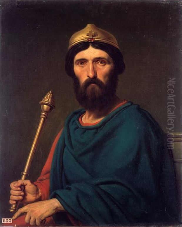 Louis IV, dit d'Outremer, roi de France (921-954) Oil Painting by Charles de Steuben