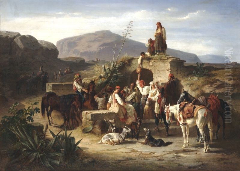 Dalmatian Peasants at the Spring Oil Painting by Eugen Adam