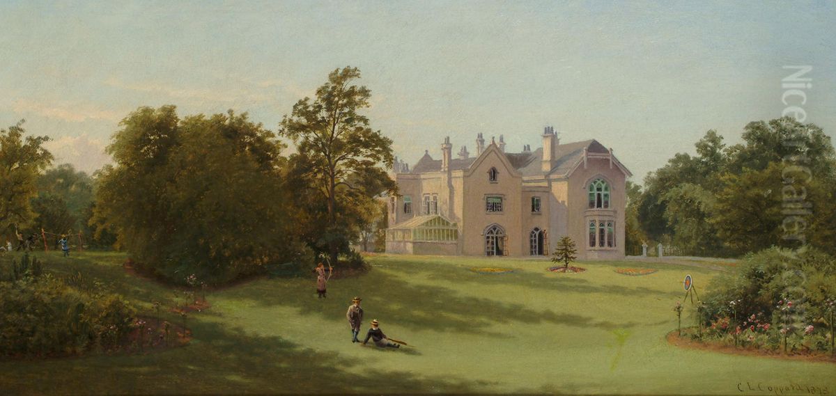 Summer sports in the garden of a country house. Oil Painting by unknown