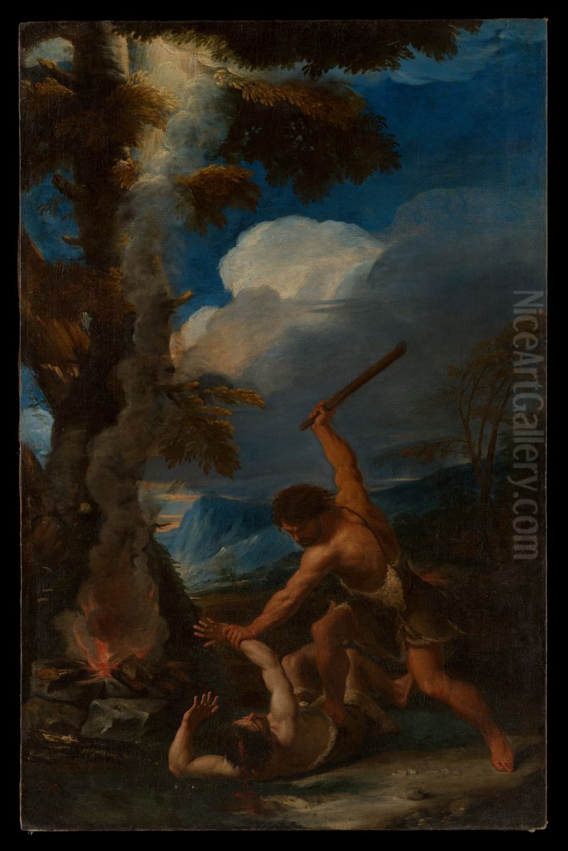 Cain Slaying Abel Oil Painting by Pier Francesco Mola