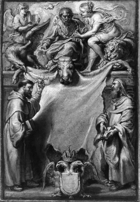 Design for the title-page for Catena Sexaginta Quinque Greaecorum Patrum In S. Lucam Oil Painting by (studio of) Rubens, Peter Paul