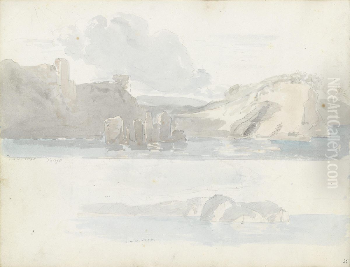 Ruiner ved Baia; Nisida Oil Painting by Johan Wilhelm Ludwig Dahl