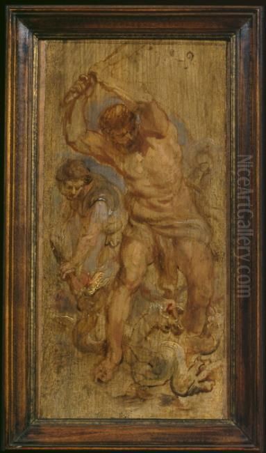 Hercules and the hydra (Ovid, Metamorphoses, IX, 69-74) Oil Painting by (studio of) Rubens, Peter Paul