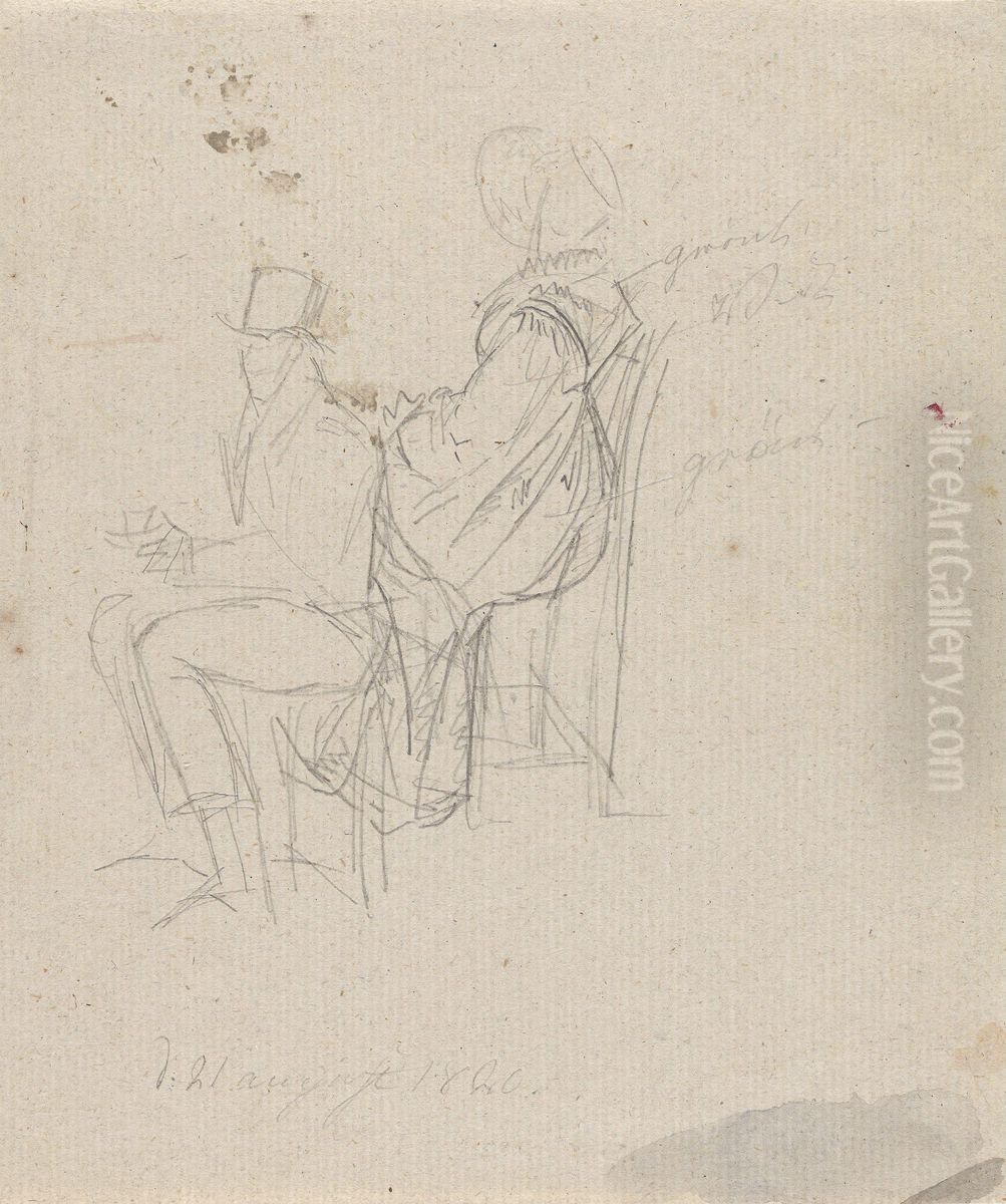 Figurstudier Oil Painting by Johan Wilhelm Ludwig Dahl