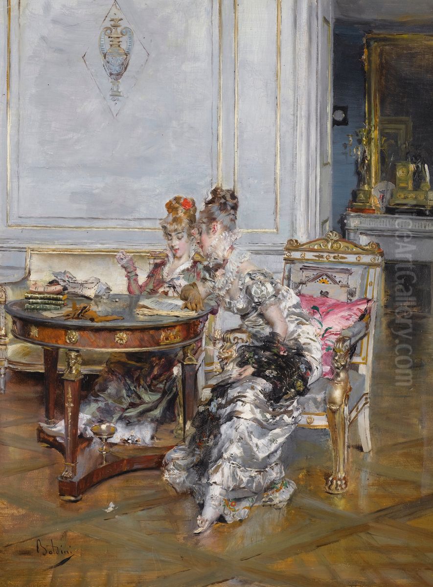 Confidenze Oil Painting by Giovanni Boldini