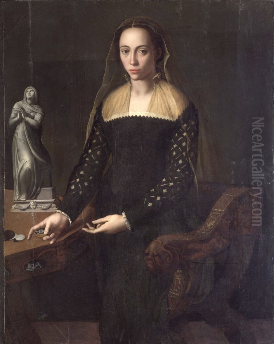 Portrait of Ortensia de Bardi di Montauto, formerly identified as Giulia de' Medici Oil Painting by Alessandro Allori