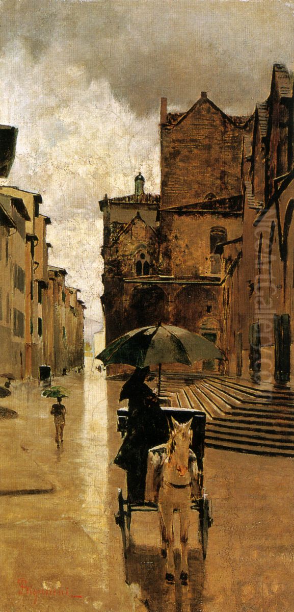 Via de' Malcontenti, Florence Oil Painting by Telemaco Signorini
