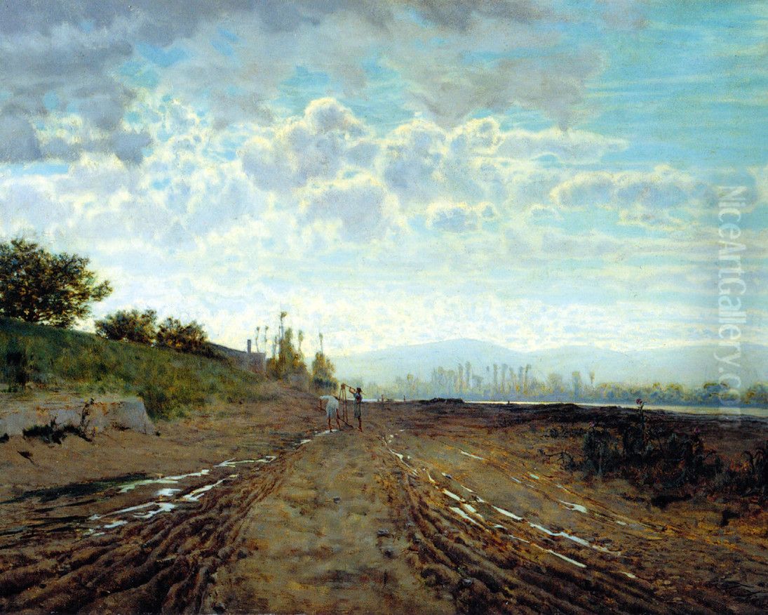 One morning on the Arno river Oil Painting by Telemaco Signorini