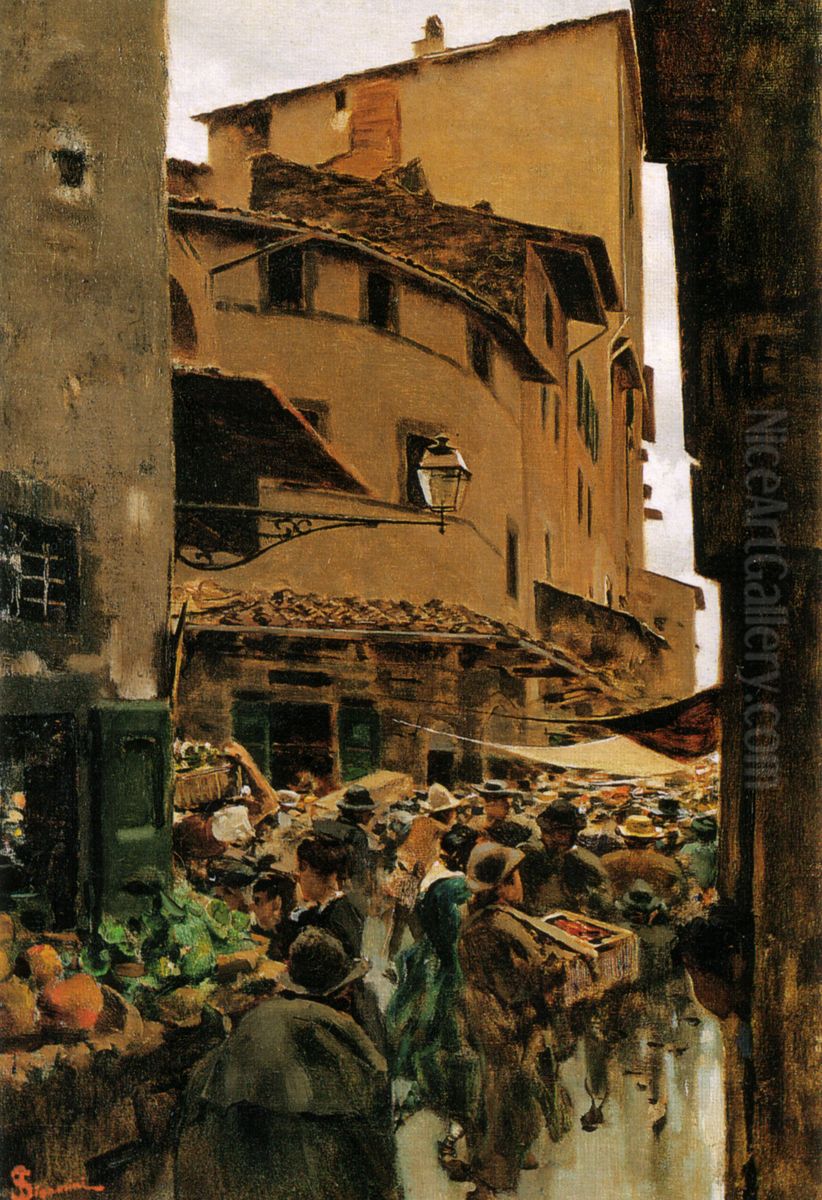 Via Calimala, Firenze Oil Painting by Telemaco Signorini