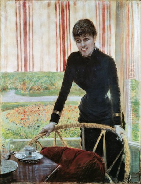 Caffe in veranda Oil Painting by Giuseppe de Nittis