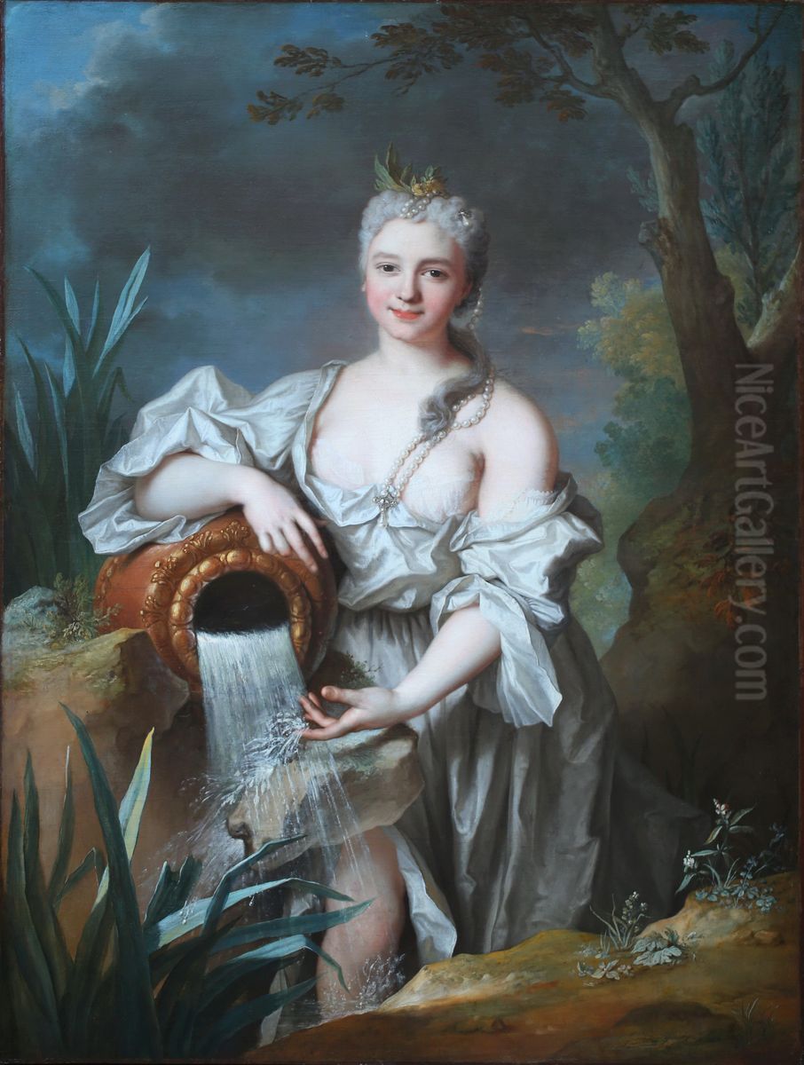 Portrait of a lady of quality in spring Oil Painting by Jacques-Francois Delyen