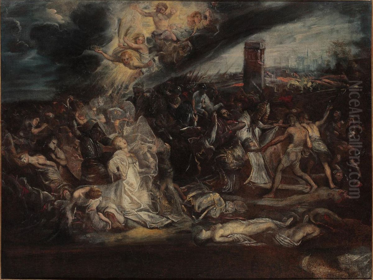 The martyrdom of Saint Ursula and her friends Oil Painting by (studio of) Rubens, Peter Paul