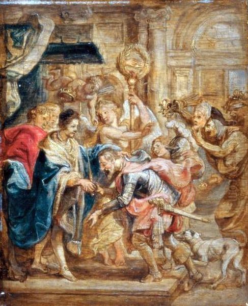 The Reconciliation of King Henry III and Henry of Navarre Oil Painting by (studio of) Rubens, Peter Paul