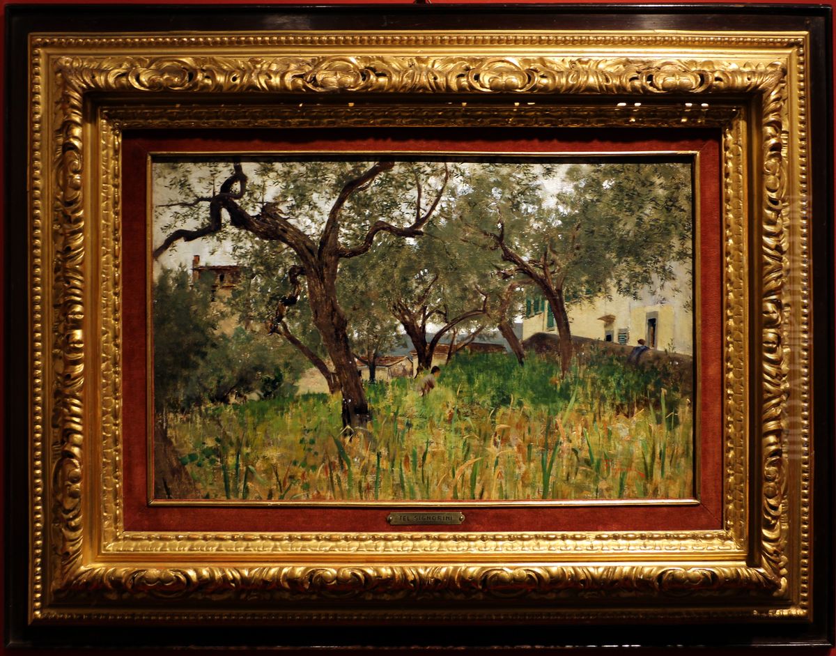 The 'erta del Bao' at Settignano Oil Painting by Telemaco Signorini