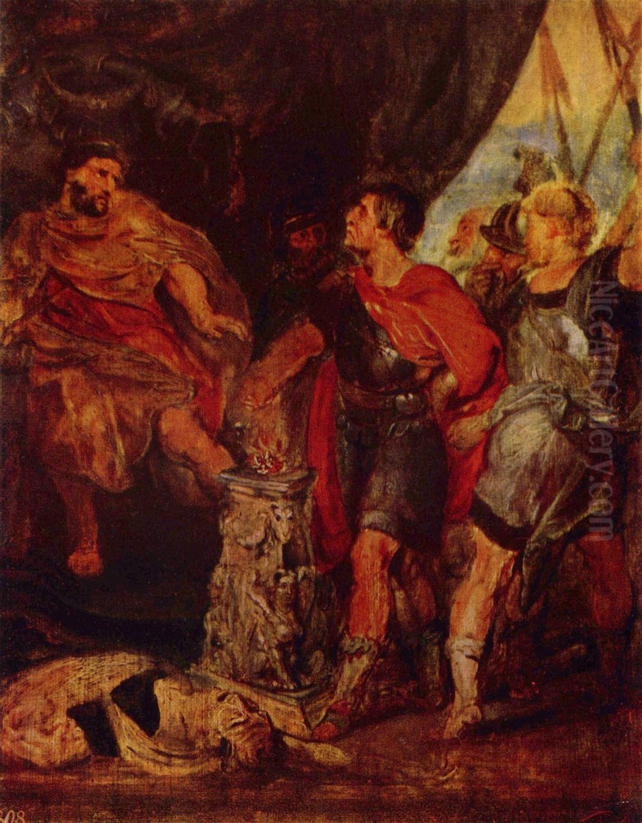 Mucius Scavola vor Porsenna Oil Painting by (studio of) Rubens, Peter Paul