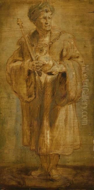 Statue of the emperor Frederick IV Oil Painting by (studio of) Rubens, Peter Paul