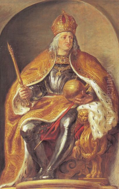 Portrait of Maximilian I, Holy Roman Emperor (1459-1519) (Pompa Introitus Ferdinandi) Oil Painting by (studio of) Rubens, Peter Paul