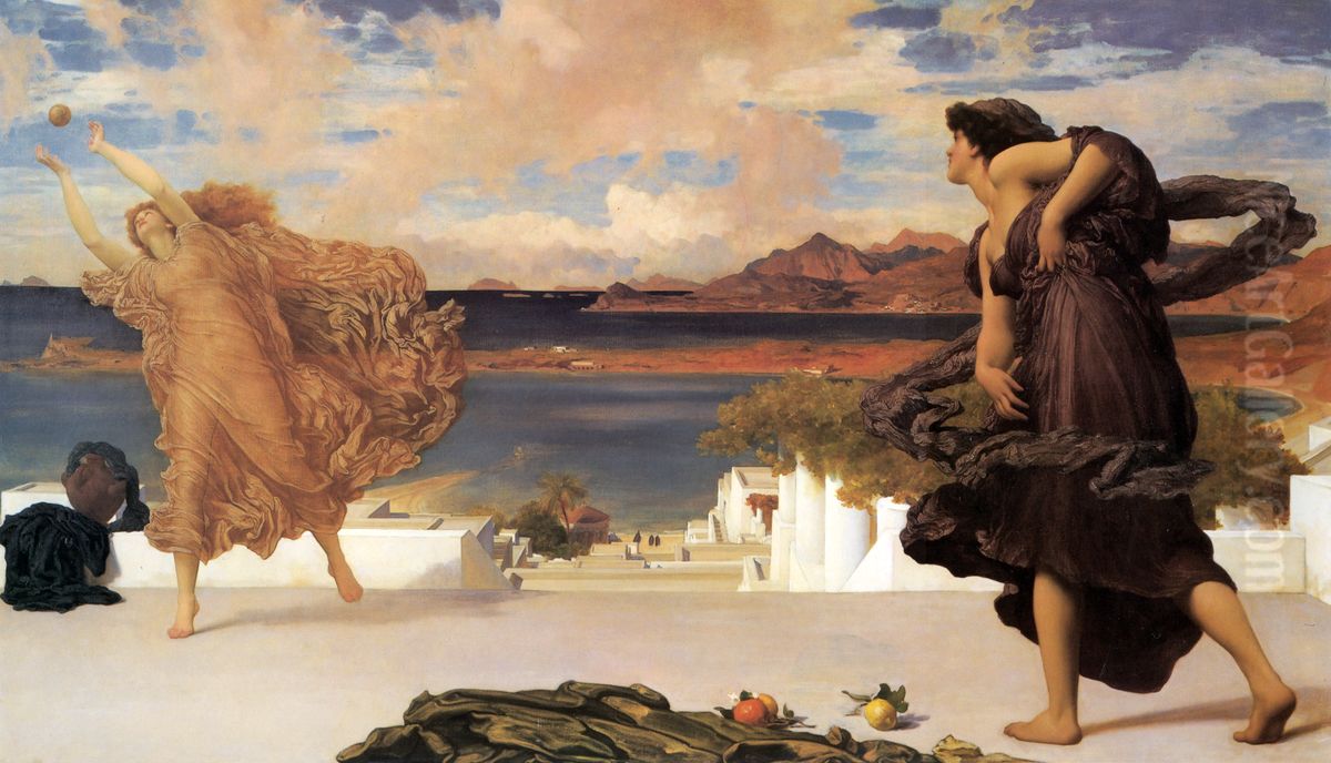 Greek Girls Playing Ball Oil Painting by Lord Frederick Leighton