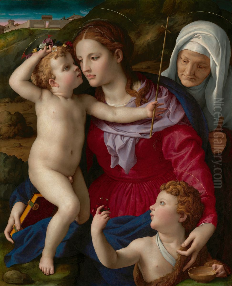Virgin and Child with Saint Elizabeth and Saint John the Baptist Oil Painting by Bronzino