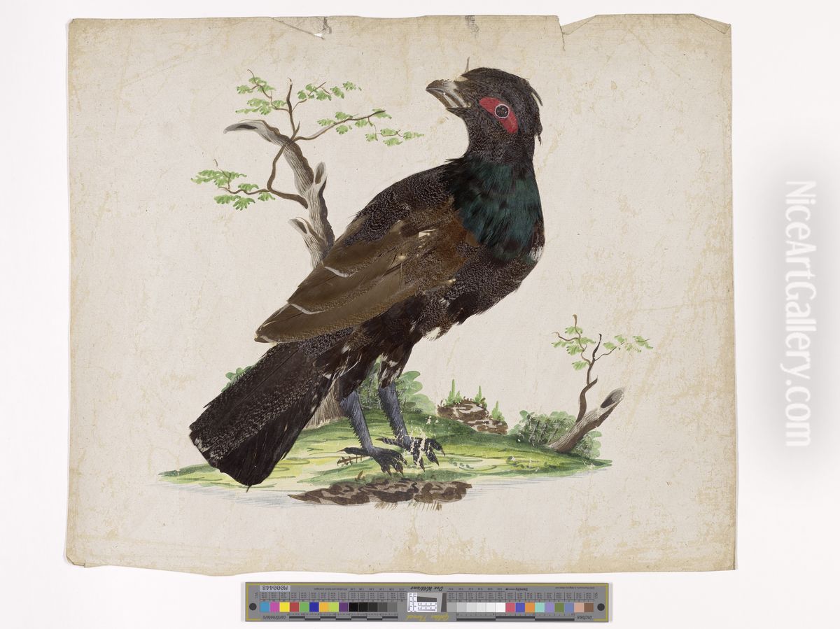 A male black-billed capercaillie in a landscape Oil Painting by Musea Brugge