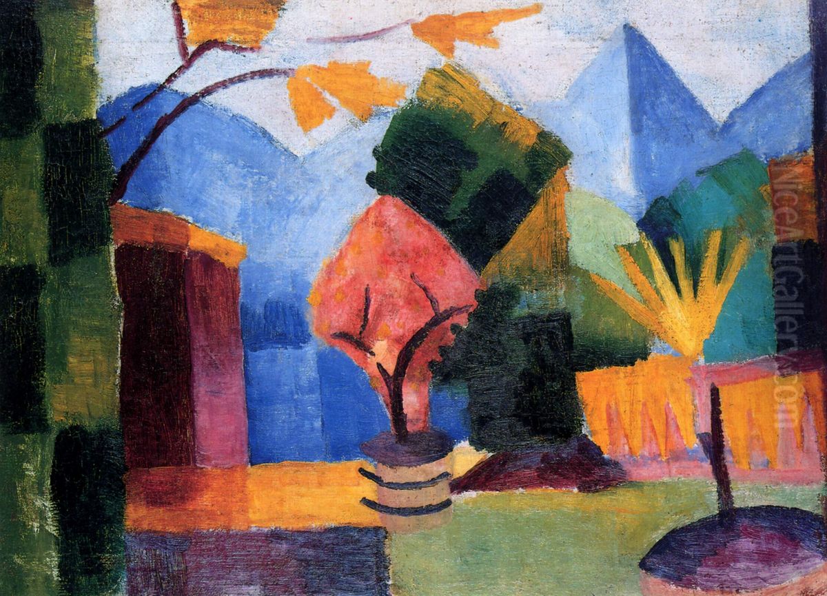 Garten am Thuner See by August Macke Oil Painting by August Macke