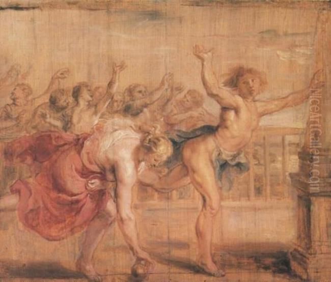 Atalanta and Hippomenes (Ovid, Metamorphoses, X, 560-680) Oil Painting by (studio of) Rubens, Peter Paul