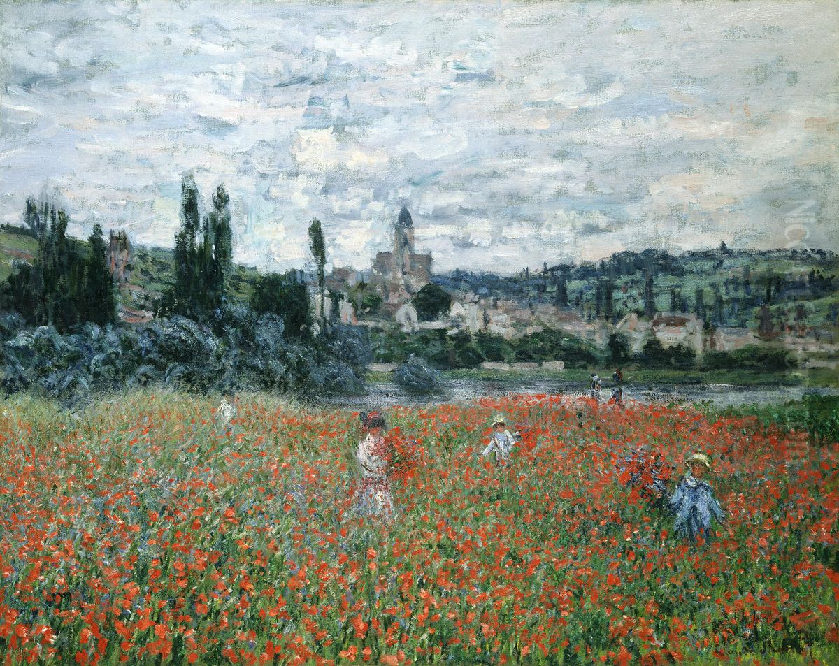 Les Coquelicots pres de Vetheuil Oil Painting by Claude Oscar Monet