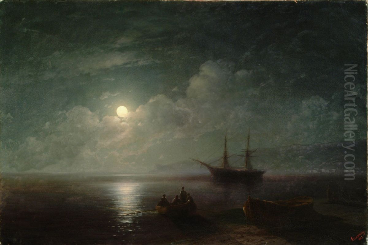 Seascape with full moon Oil Painting by Ivan Aivazovsky