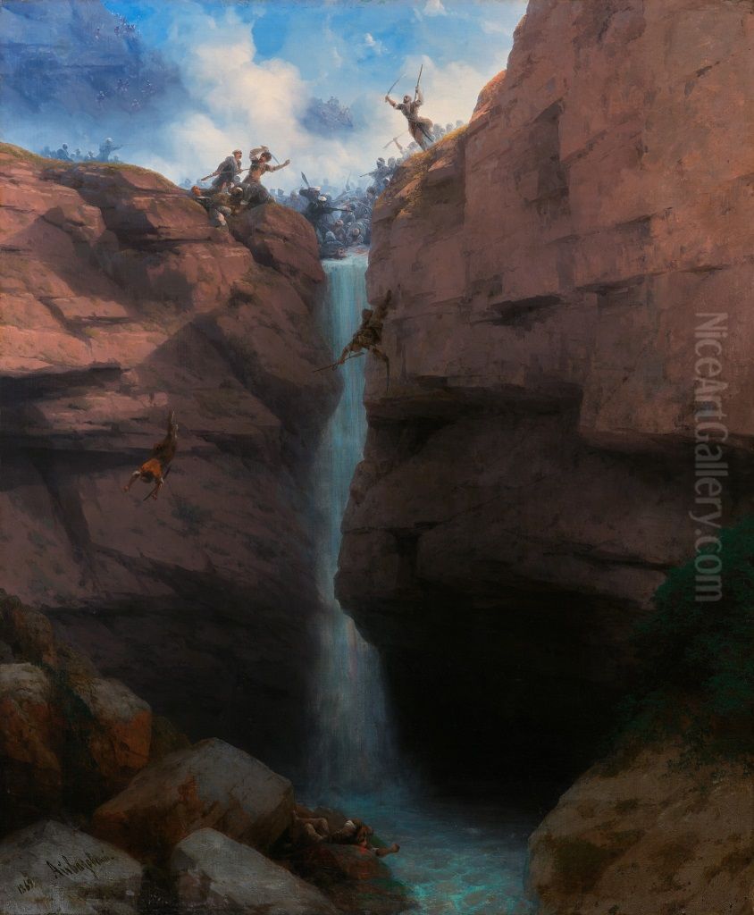 Clashes between the Shirvans and the Murids on Gunib Oil Painting by Ivan Aivazovsky