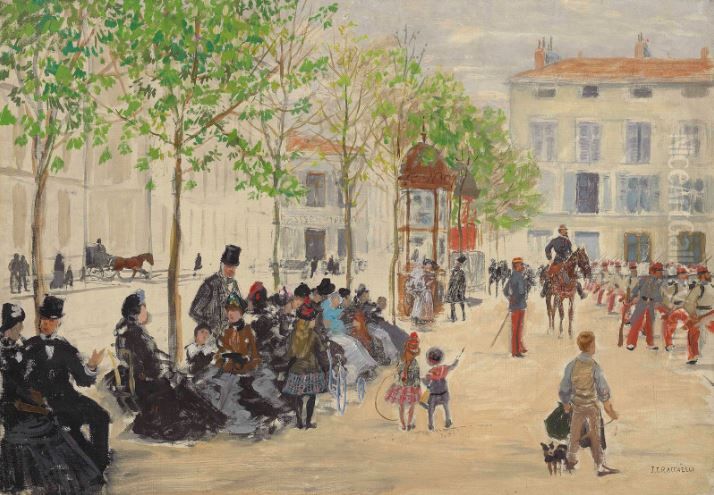 La Place Monge a Paris Oil Painting by Jean-Francois Raffaelli