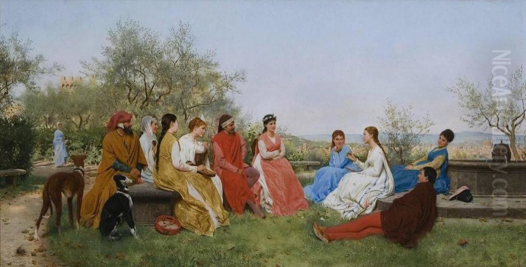 Decamerone Oil Painting by Raffaello Sorbi