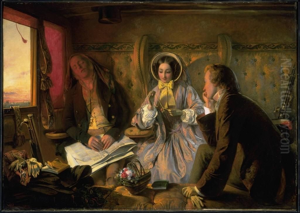 The Meeting...and at First Meeting Loved Oil Painting by Abraham Solomon